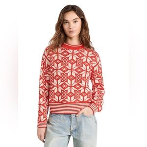THE GREAT. Women’s The Snowflake Pullover. Red/white. Size 0. XS.